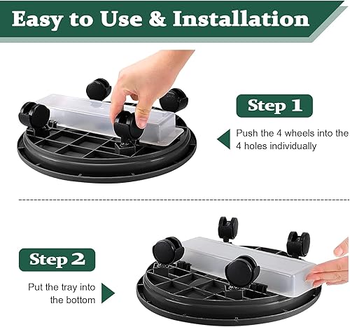 Miniatura 5 de Looca Organizador de plantas con ruedas y bandeja de drenaje, soporte rodante para plantas de 13 pulgadas, organizador de macetas redondas para