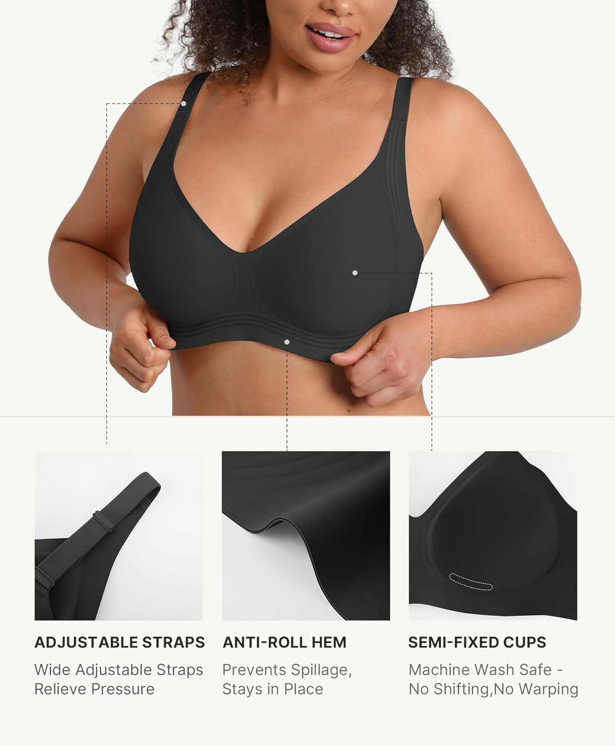 FeelinGirl Jelly Bras for Women Wireless Push Up Bralettes Seamless Full Coverage Supportive No Underwire Tshirt Bra - Image 4