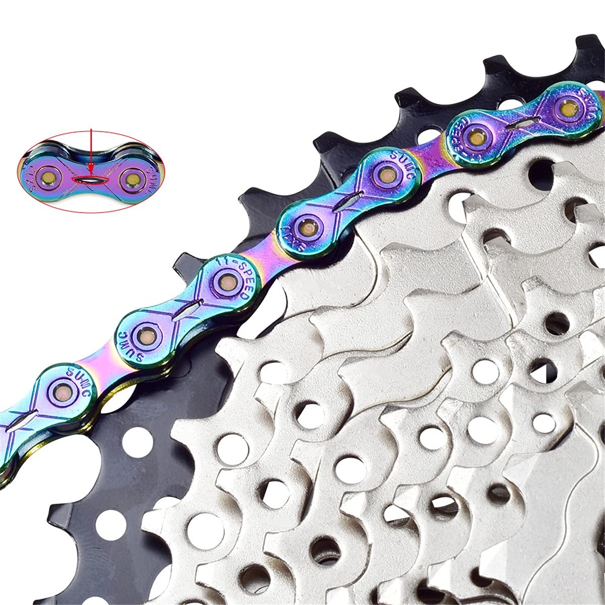 BATLAM Fahrradketten 9/10/11/12-fach halbhohle Mountainbike-Kette Legierung Rennrad-Umwerferkette Zubehör für die meisten Fahrräder (Color : Rainbow, Size : 10S) (Rainbow 10S)