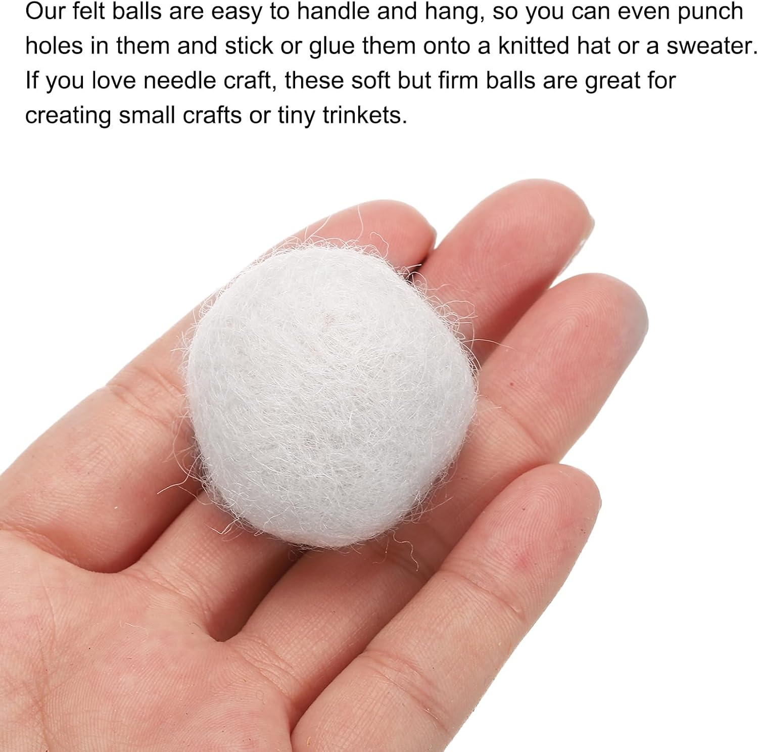 PATIKIL Wool Felt Balls Beads Wool Felting Pom 3.1cm 31mm White for Home Crafts Handcrafts Project DIY Pack of 10 - Image 4