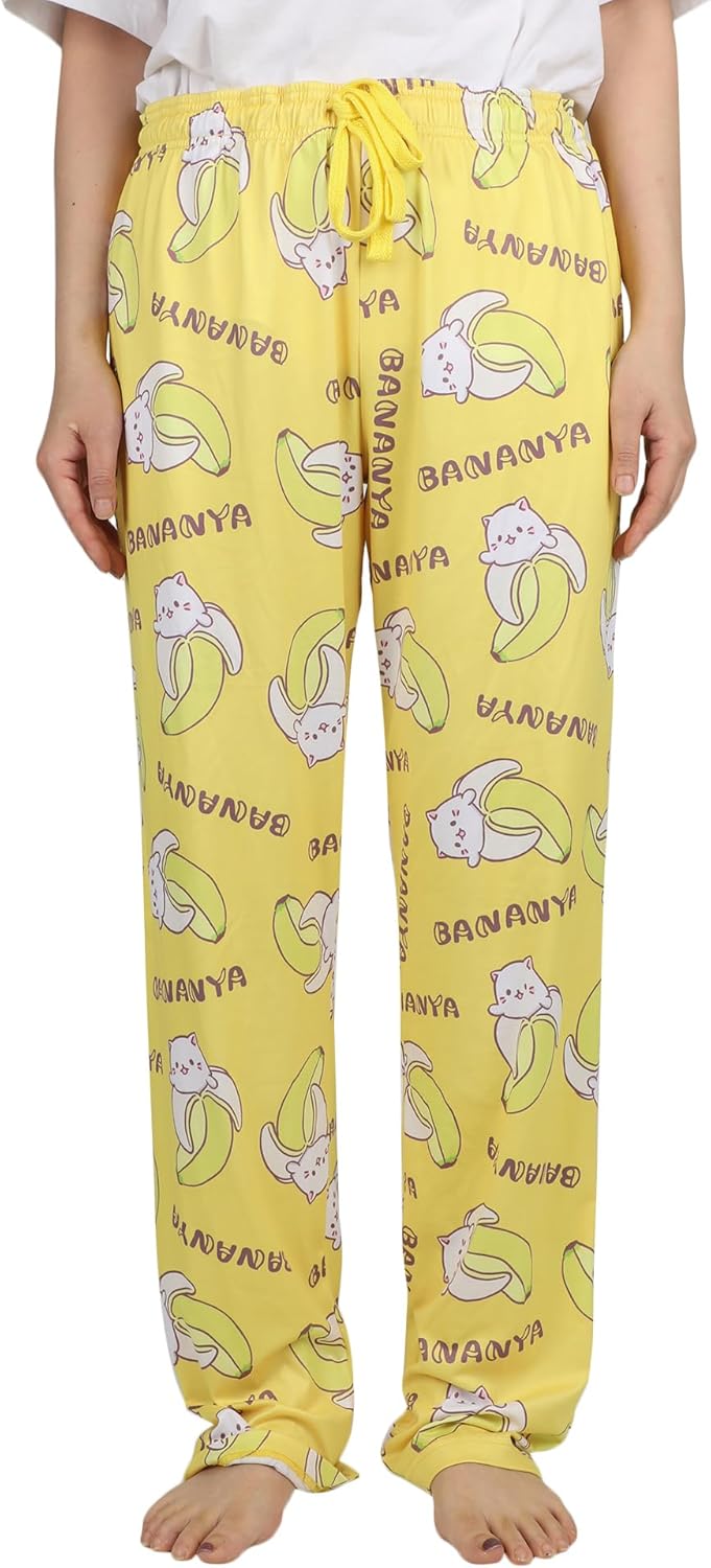 Bananya Women's Bananya Cat and Title All Over Print Lounge Pajama Pants Adult Sleep Bottoms - Image 4