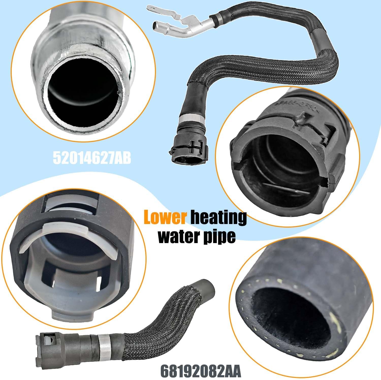 HVAC Heater Supply Return Hose Kit Compatible with JEEP CHEROKEE 2.4L 2014-2018, Compatible with Chrysler 200 2015-2017, Return Hose Replaces 68199254AB 68199254AA 68192082AA 52014627AB