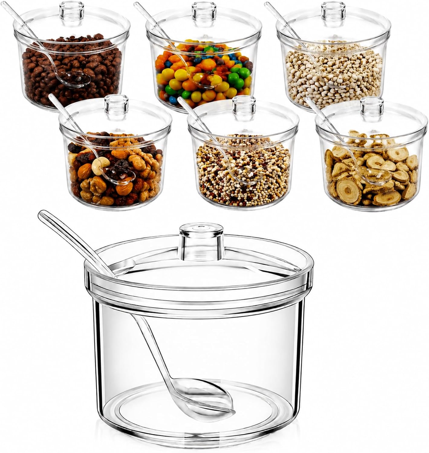 6 pack Clear Acrylic Sugar Bowl