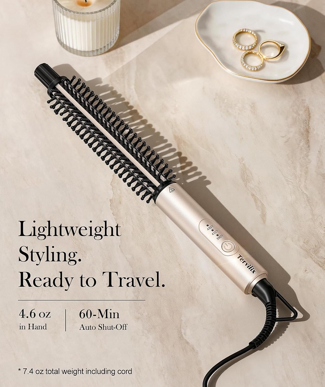 Terviiix Thermal Brush for Short Hair, 3/4 Inch Ceramic Curling Brush