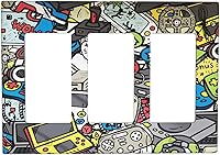 Vista 416 de Vista de ventana, isla tropical, playa, palmeras, cielo soleado, cubierta de interruptor de luz de palanca individual, placa decorativa de pared