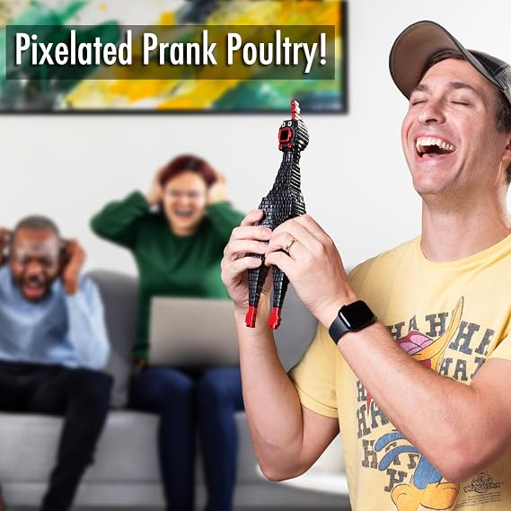 Squeeze Me Rubber Chicken Toy | Screaming Rubber Chickens for Kids | Novelty Squeaky Toy Chicken (Square Random Color)