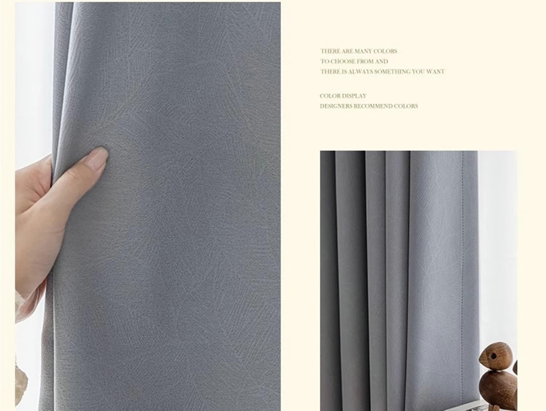 Rideaux Chambre Adulte, Rideau Occultant Chambre Couleur Unie avec Textures Chenille Gris Foncé 86L x 214H CM Lot de 2
