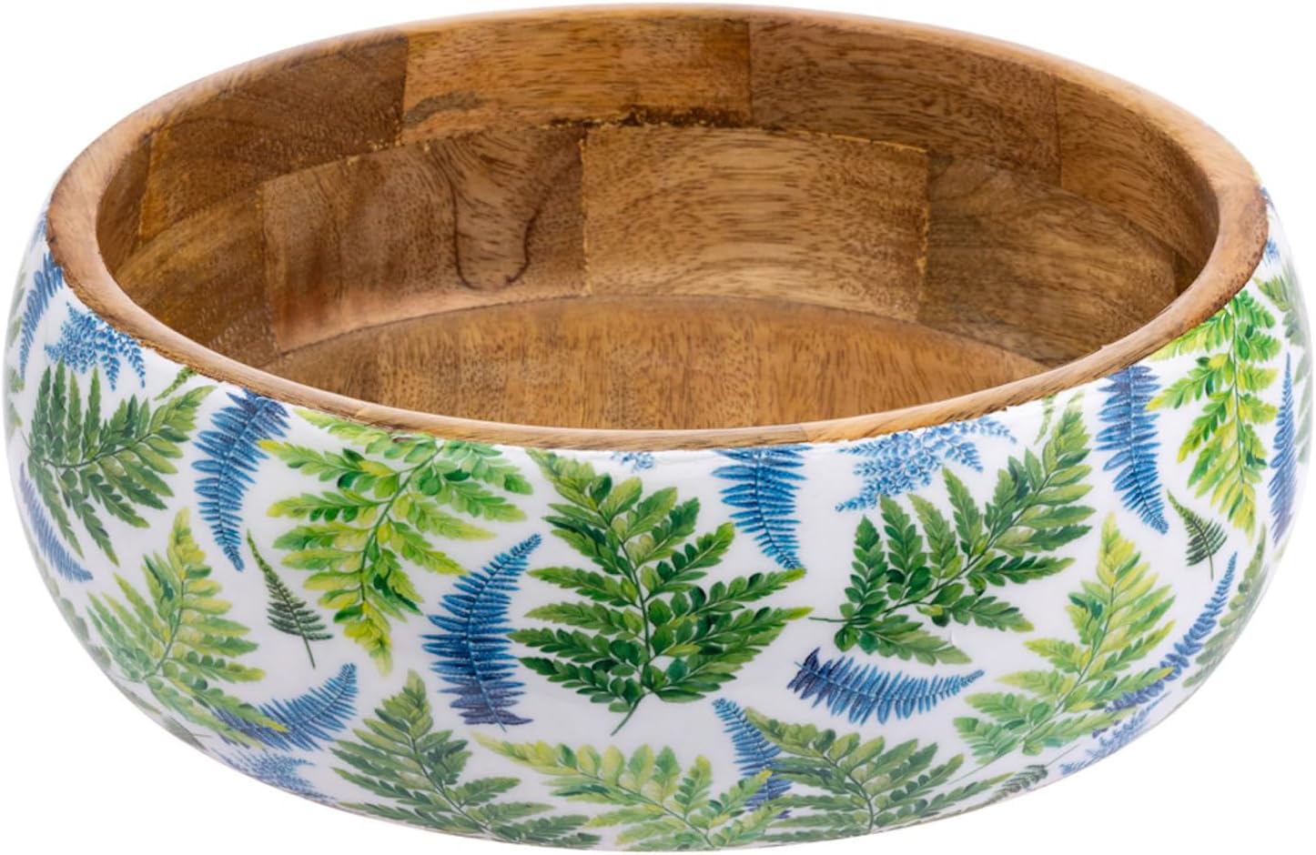 Boston International Serving Bowls Mango Enamel & Wood Bowl, 10" Diameter, Arwea