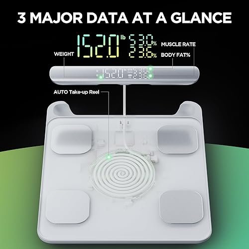 Miniatura 2 de RunStar Báscula inteligente para peso corporal y porcentaje de grasa elegible para FSA y HSA, báscula de baño digital de 8 electrodos con IMC, grasa