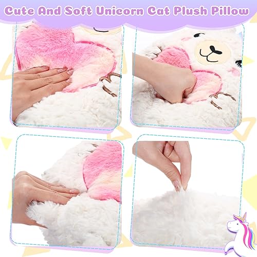 Miniatura 3 de Leyndo Almohada de felpa de Llamacorn de 14 pulgadas, lindo unicornio y llama, almohada de felpa suave de llama para regalos de cumpleaños,