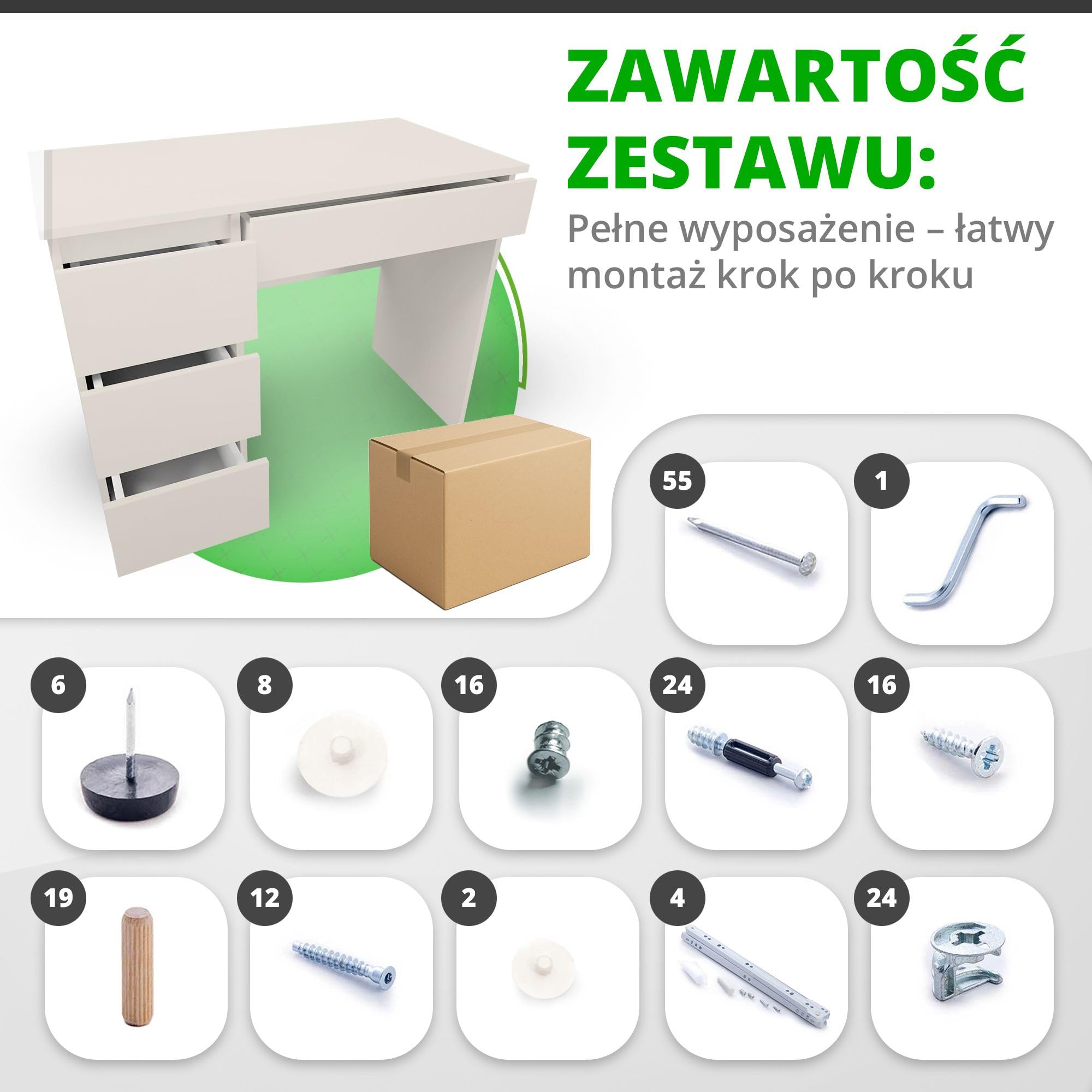 CDF Biurko z 4 Szufladami Małe Komputerowe Dziecięce Nowoczesny Stół Biurowy do Home Office Gabinetu Biura Nauki - dla Dzieci Studentów Dorosłych Mebel Kompaktowy do Organizacji – Glina Szary