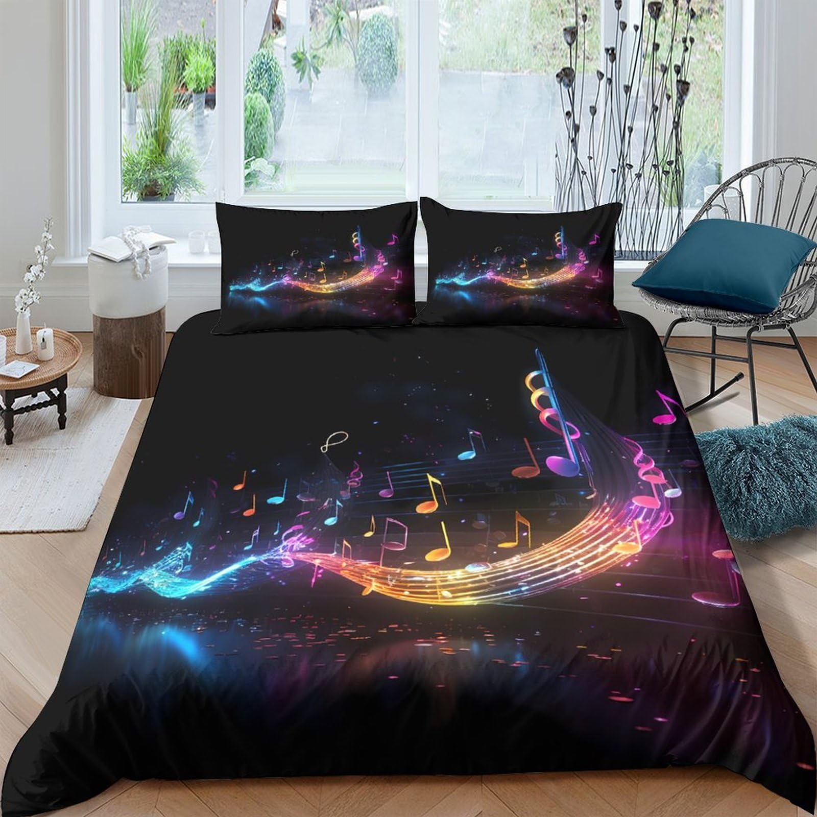 GPLZQXKJNH 3D Printed Galaxy Starry Sky Duvet Cover Set Microfiber with 2 Pillowcases Cosmic Nebula Bedding for Bedroom Home Single（135x200cm）