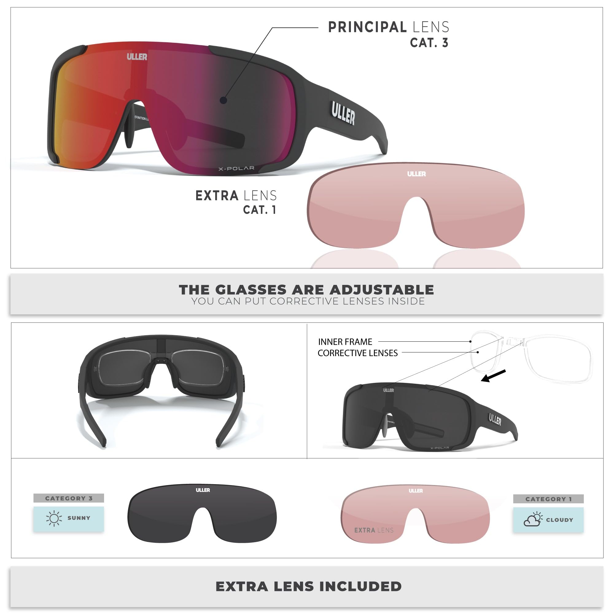 Uller Gafas de sol Deportivas Polarizadas para Ciclismo y Running Hombre Mujer Modelo BOLT