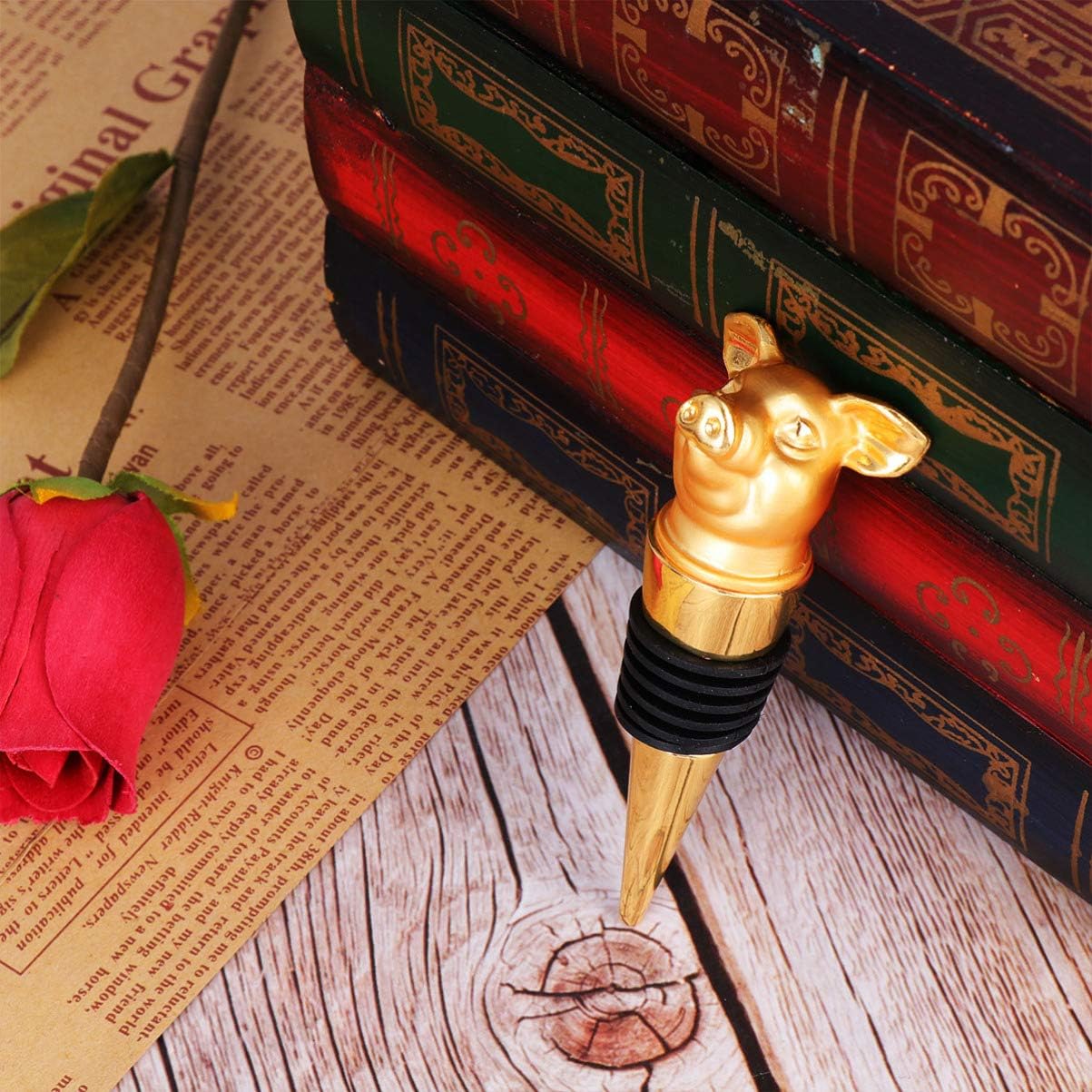 Hemoton Pig Wine Stopper Alloy Bottle Plug Animal Design Easy Insert and Remove Wine Bottle Stopper for Beer Soy Sauce and Vinegar Bottles Bar Party Restaurant Decor 0.78 X 1.18 X 3.54 in image 5