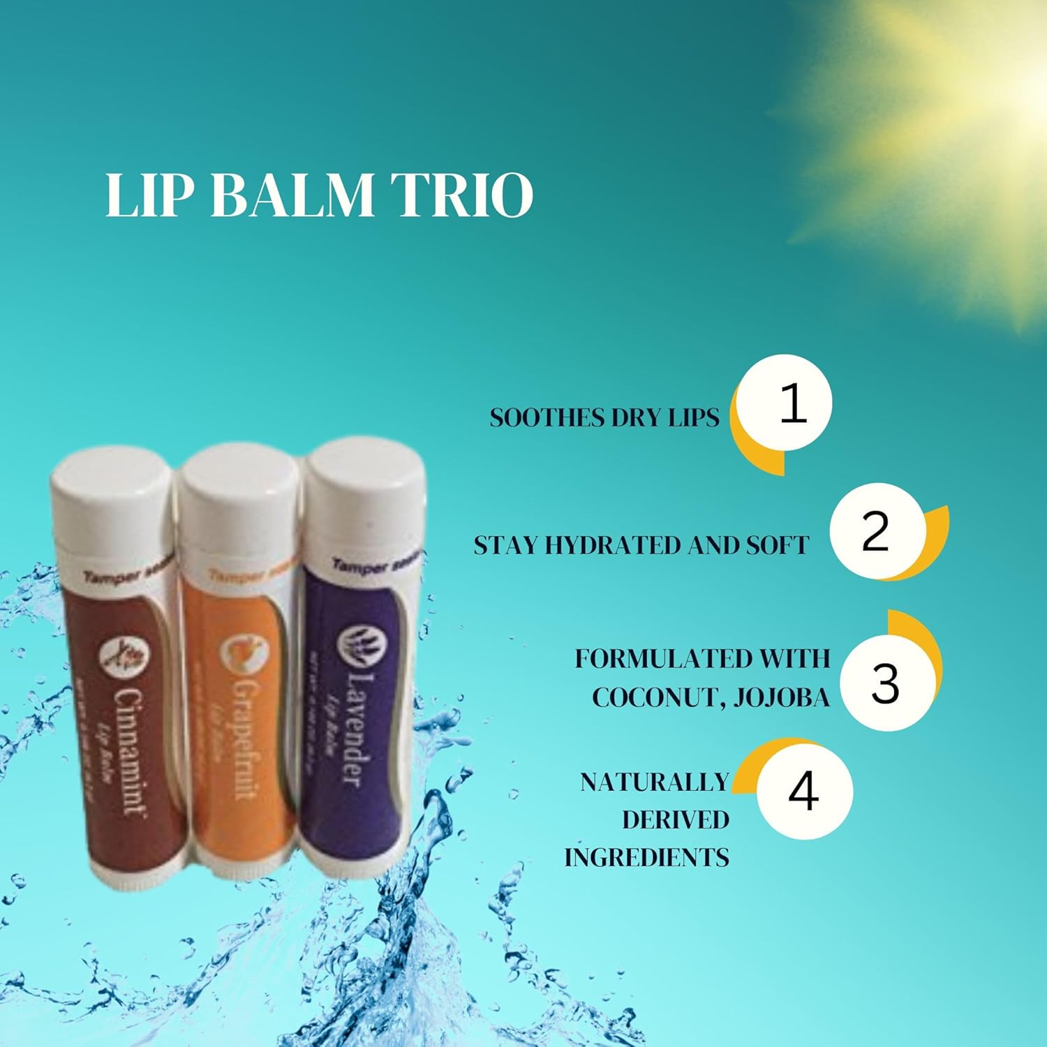Young Living Lip Balm Trio (Lavender, Grapefruit, Cinnamon) by Young Living Essential Oils - Soothes Dry Lips, Hydrated and Softs, Instantly Moisturize Lips