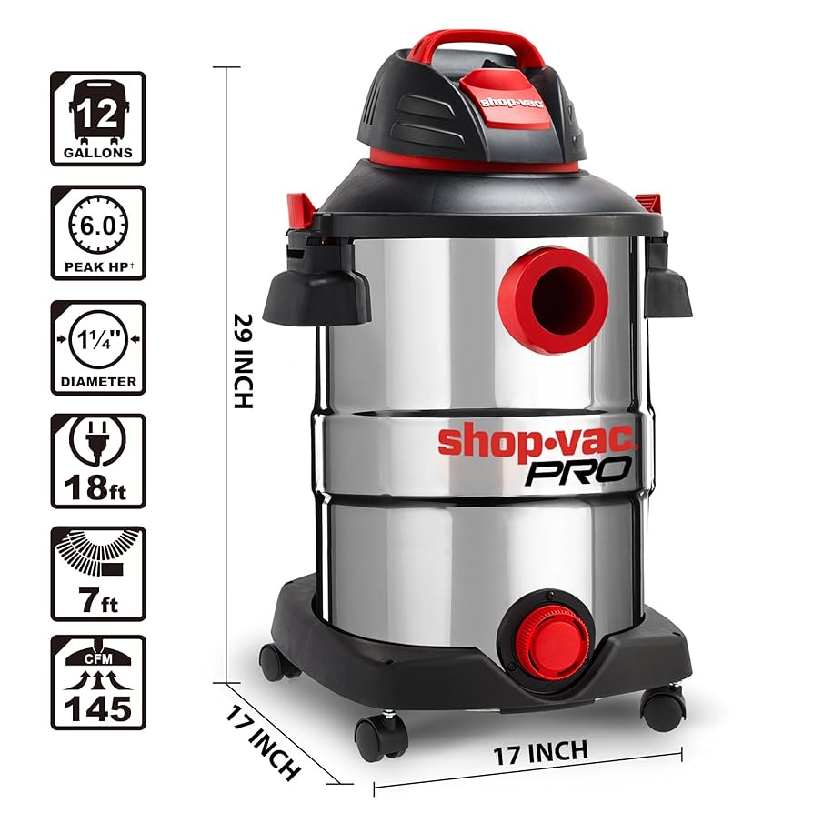 Amazon.com: Shop-Vac 12 Gallon 6.0 Peak HP Wet/Dry Vacuum