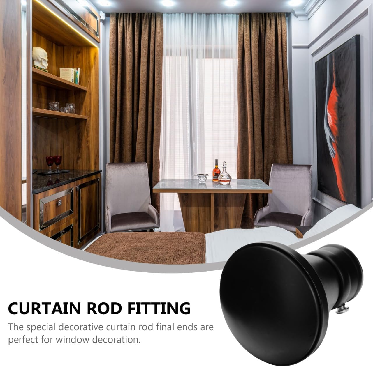 PRETYZOOM 6Pcs Decorative Curtain Rod End Caps Metal Finials for Window Curtain Rods 2.67X7.08X2.36In Rod Plug Set for Living Room Bedroom Dining Room Window Treatment Hardware