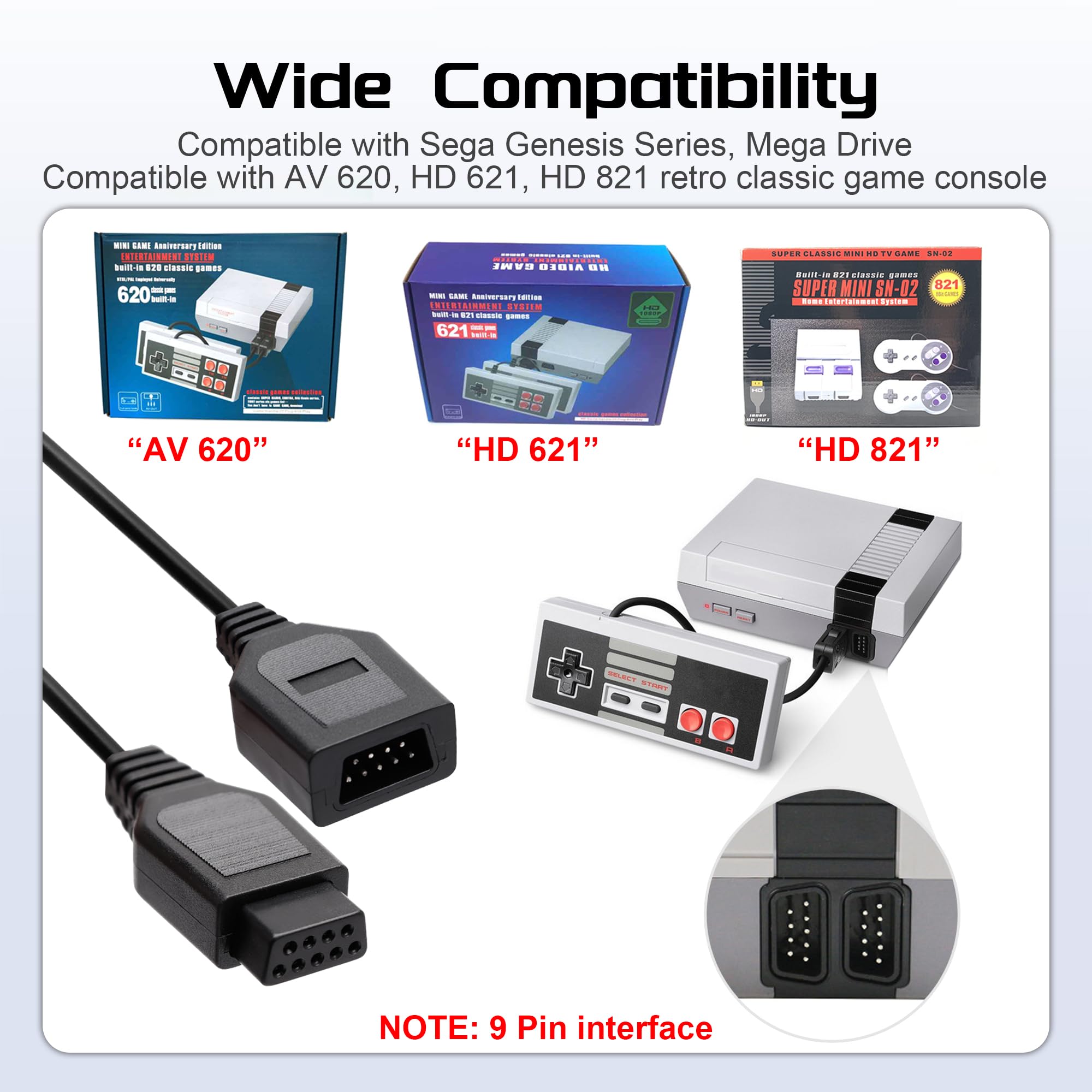 Amazon.com: CUENSTOP 9 Pin Controller Extension Cable, Classic