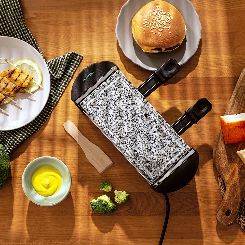 Cecotec Raclette z grillem elektrycznym 3200 W AllStone dla 2 osób, stal nierdzewna, nieprzywierająca płyta