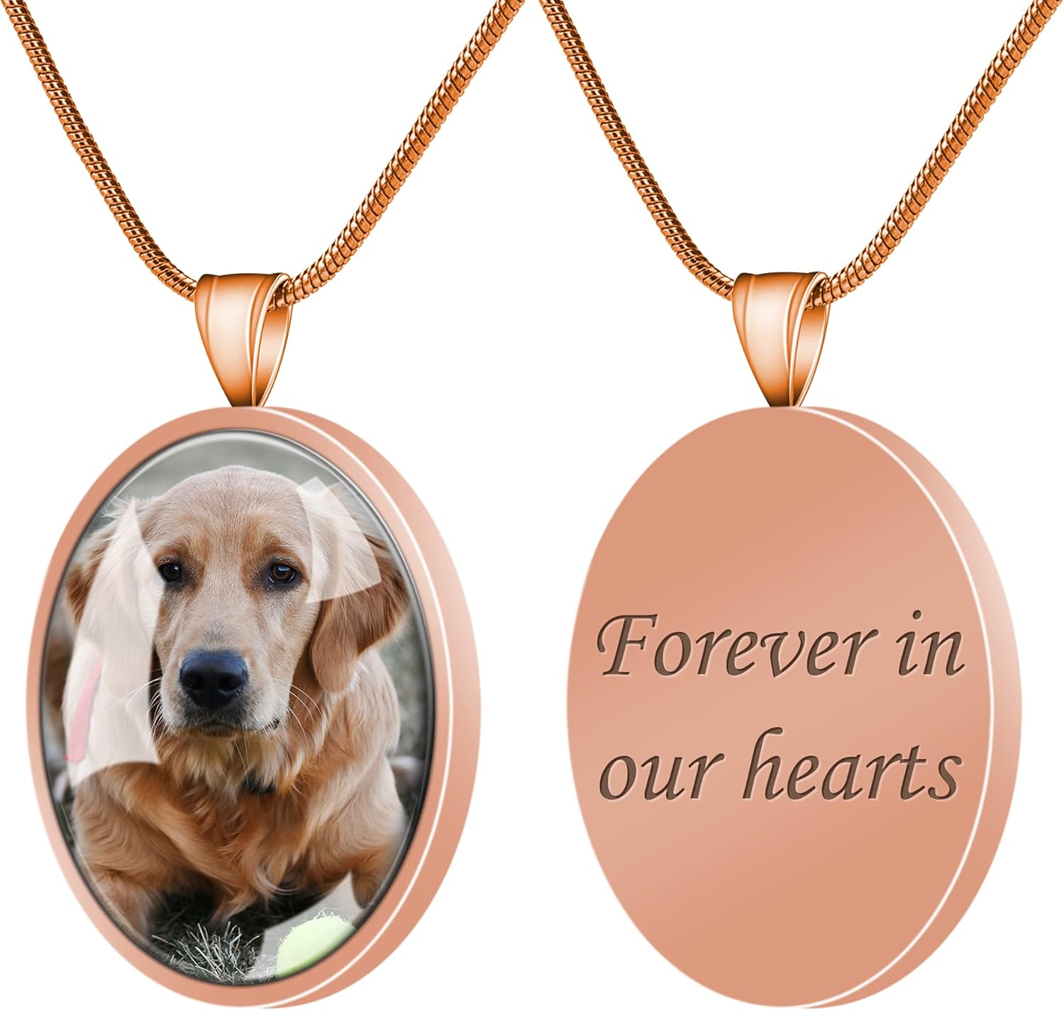 Farfume Personalized Pet Urn Necklace for Dog Cat Ashes Cremation Pet Memorial Customized Photo Text Engraving Pendant Keepsake Funeral Jewelry