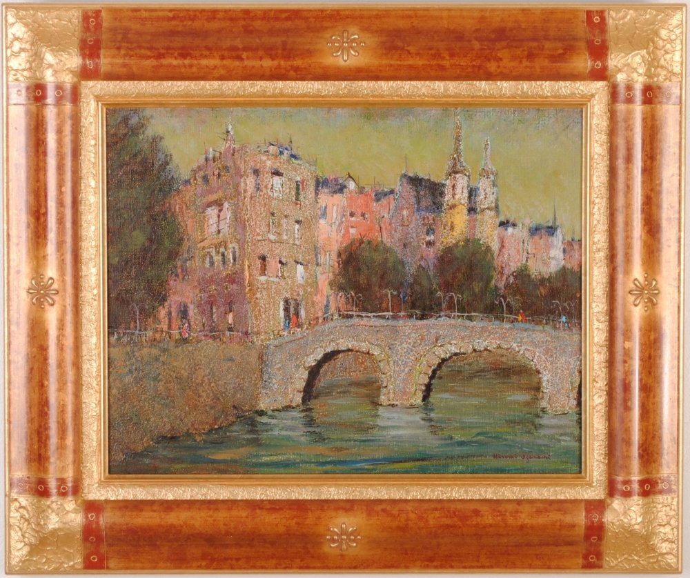 運河の橋 油絵 F8(455×380mm) 【公式通販】