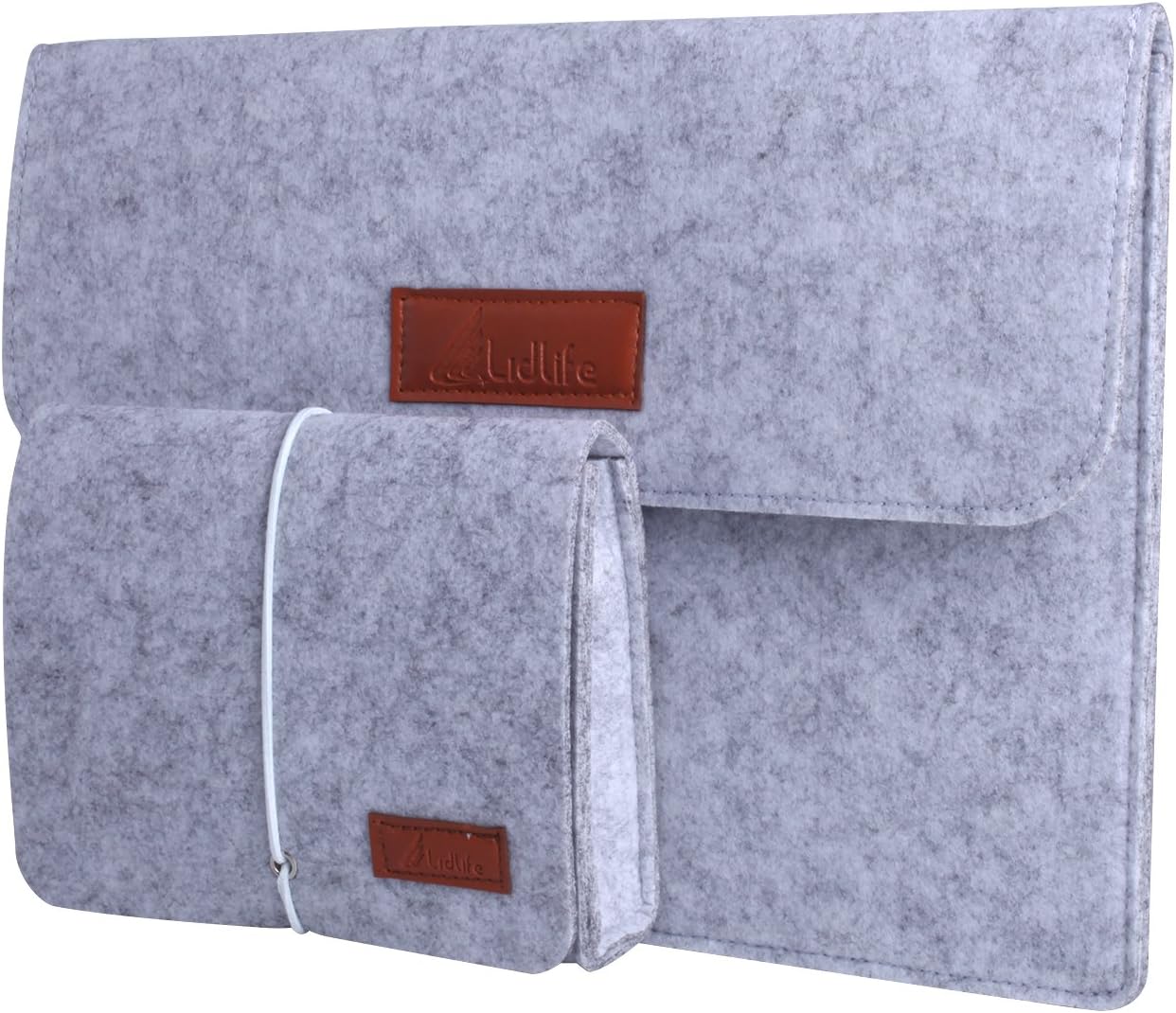 12 Inch Felt Laptop Sleeve Carrying Case Notebook Protective Bag with Mouse Pouch for for 12" Apple MacBook / 11" MacBook Air /12" Surface Pro 3 (Light Gray)