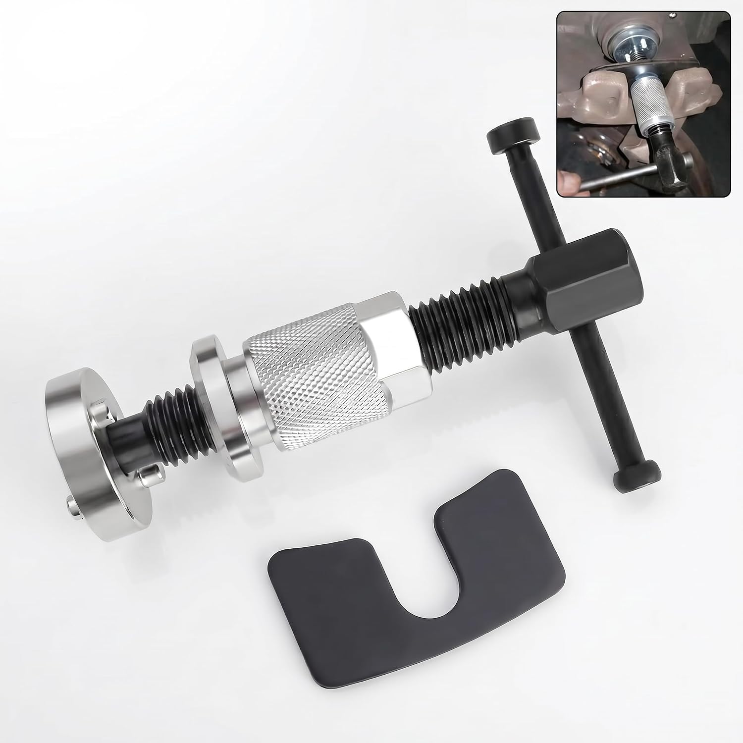Car Disc Brake Caliper Piston Rewind Tool, Brake Pad Wind Back Replacement Tool, Heavy-duty Steel Rustproof Caliper Compression Device, Universal Repair Accessory for Most Cars (Silver)