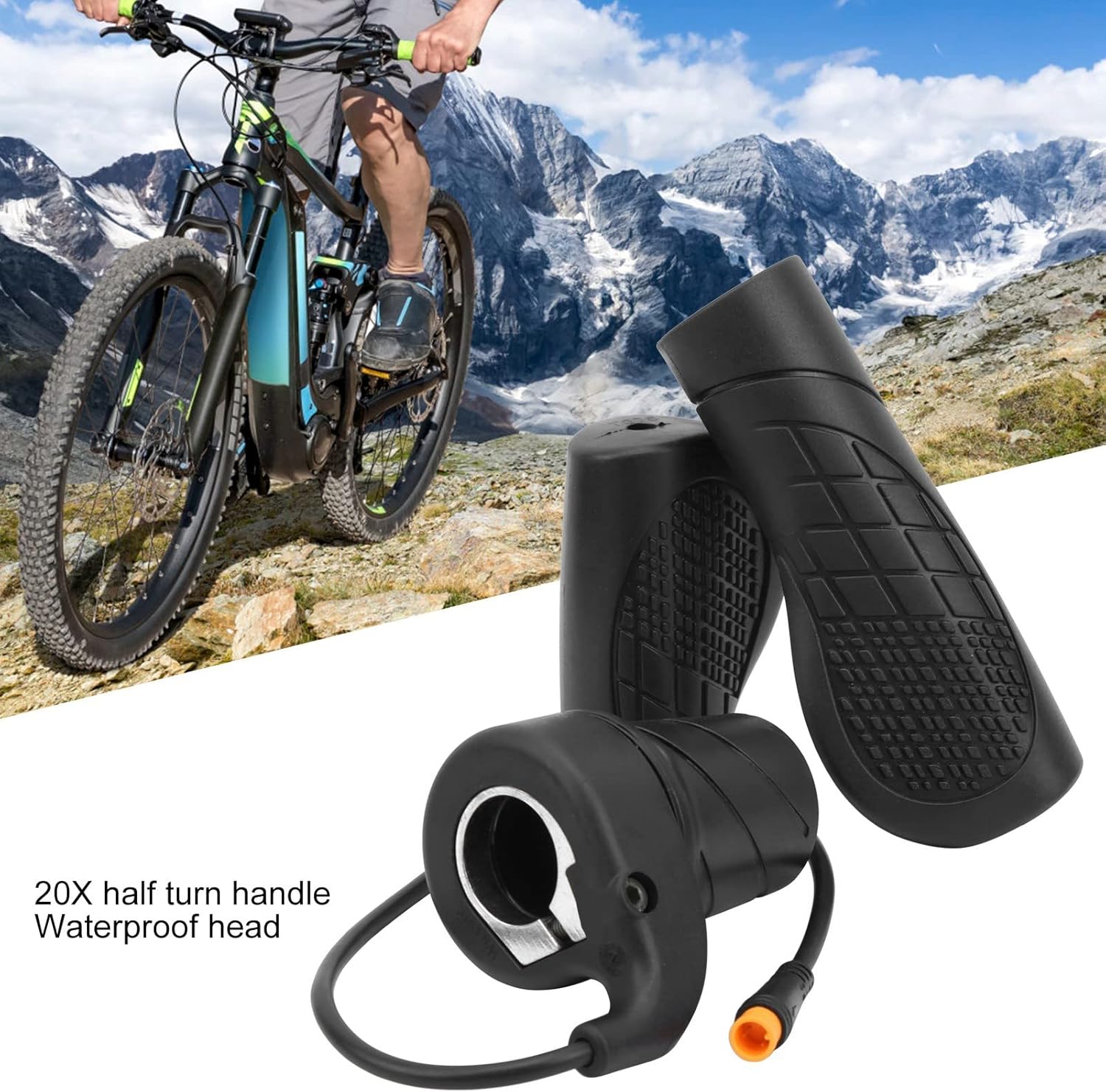 Half Throttle Electric Speed Throttle,Rubber Throttle for Electric Bicycle, Aluminum Alloy Lock Ring, Joint