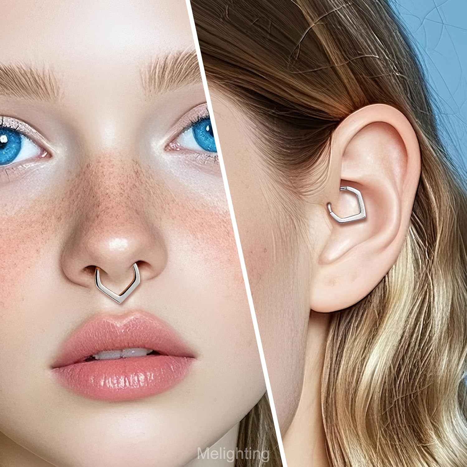 Melighting 16G Septum Ring Stainless Steel 316L Daith Piercing Jewelry 8/10 mm Helix Stud Septum Clicker for Women - Image 6
