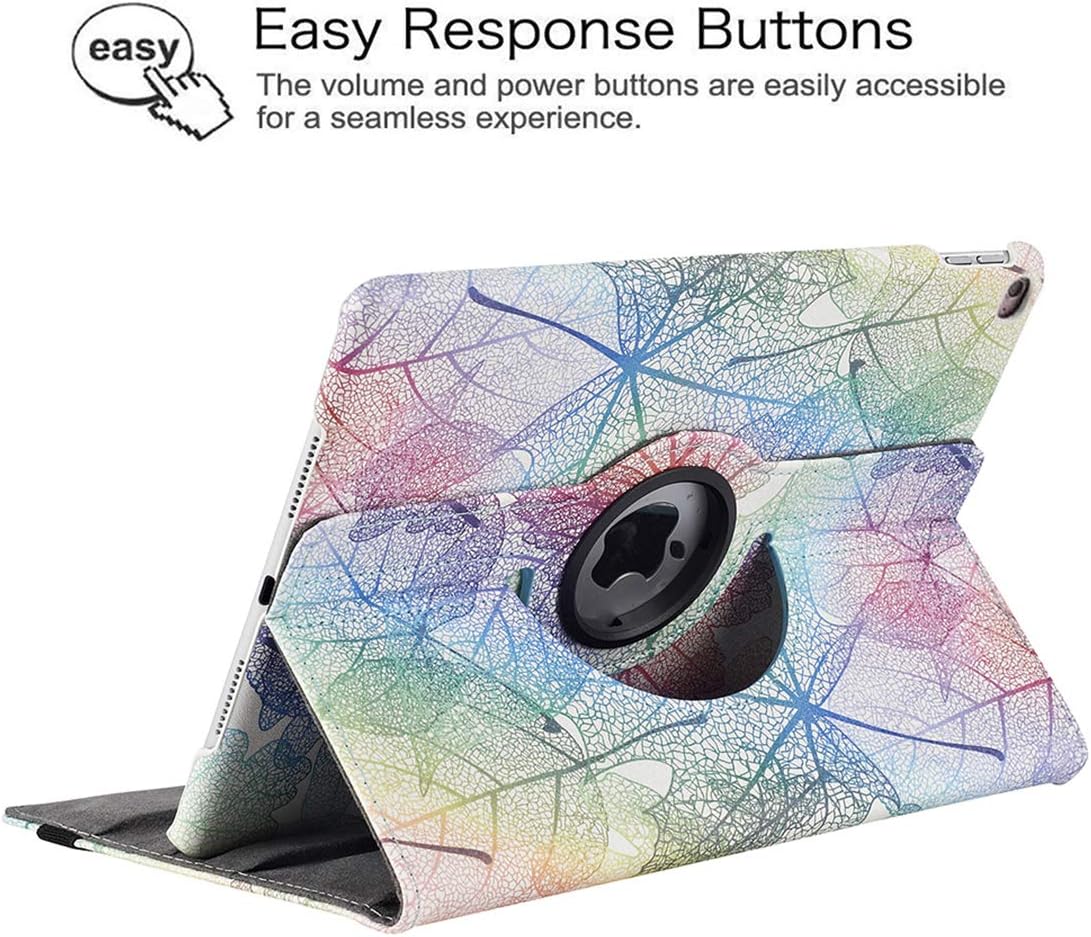 iPad Mini 1/2/3 Smart Case (7.9 inch), 360 Degree Rotating Multi-Angle Viewing Folio Stand Cases for Apple iPadMini 1st/2nd/3rd Generation (Colorful Leaves)