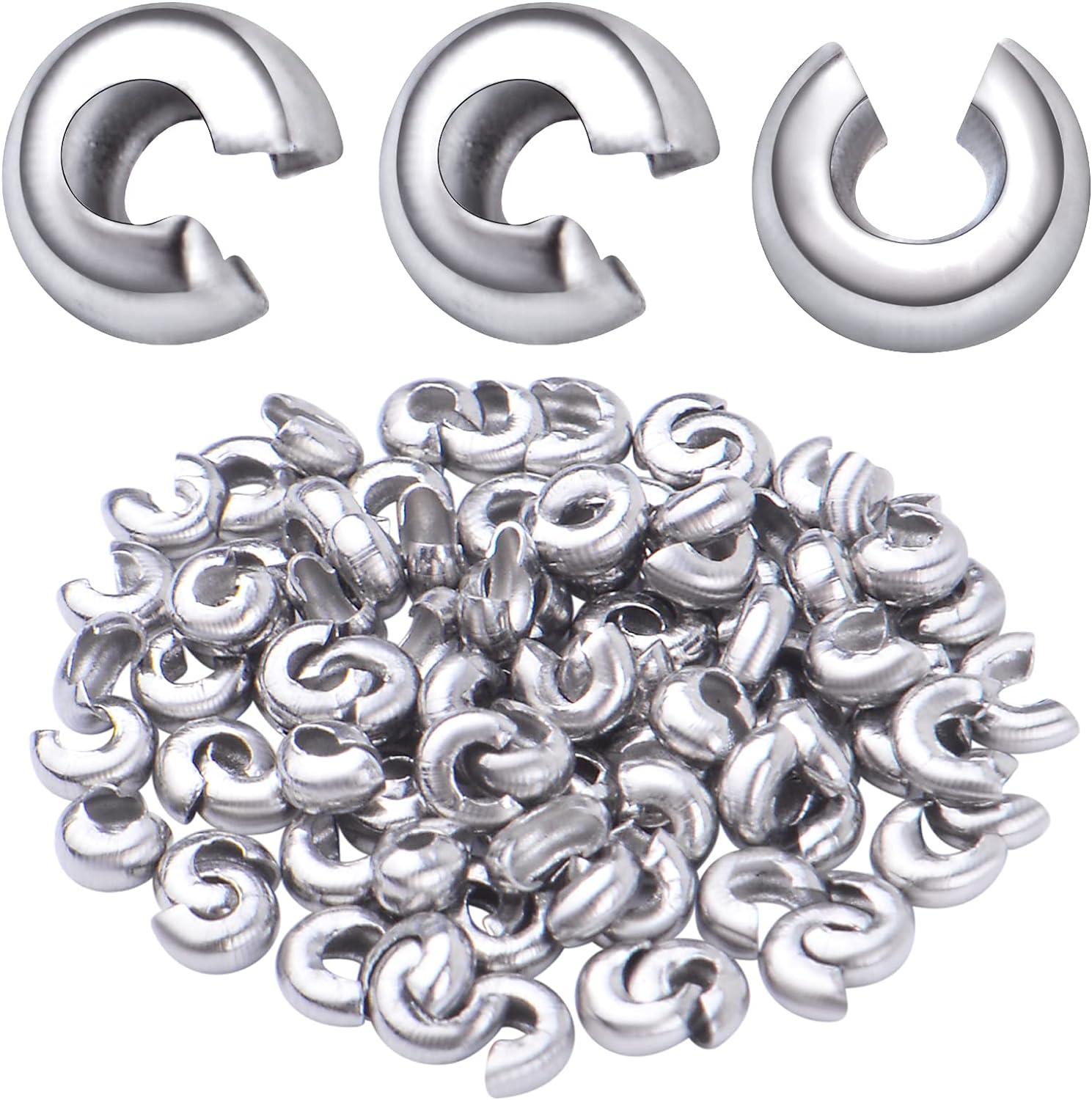 PH PandaHall 1800pz Perline A Crimpare In Ottone Perline Distanziali Piatte, 2/2.5/3mm Oro Crimp Beads Per Fare Gioielli Collana Orecchino Braccialetto Artigianato Fai Da Te, Foro: 1-2mm - 8