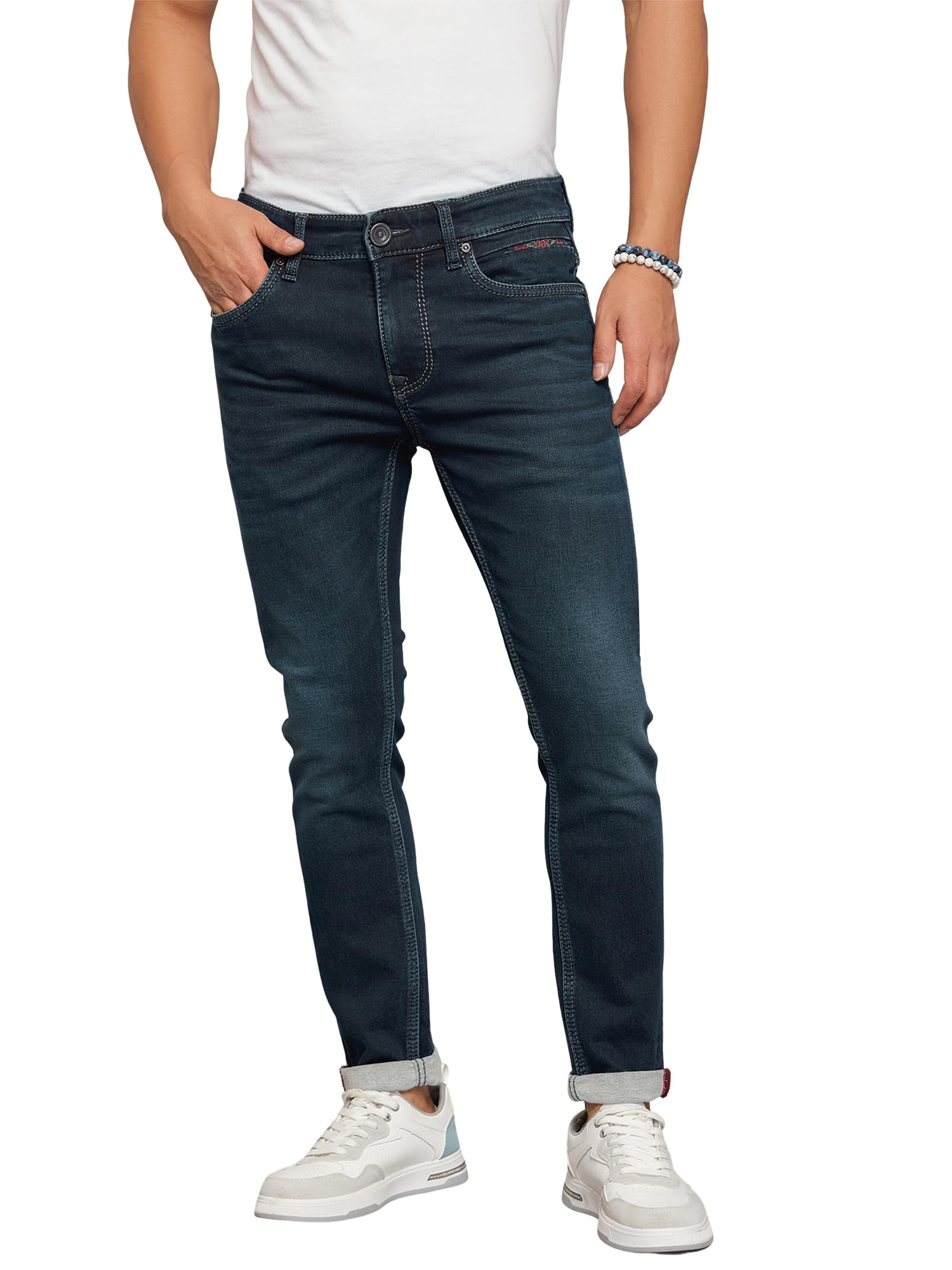 rookies 5 Pocket Low-Rise Tapered Ankle Length Knit Denim Jeans-picture-16