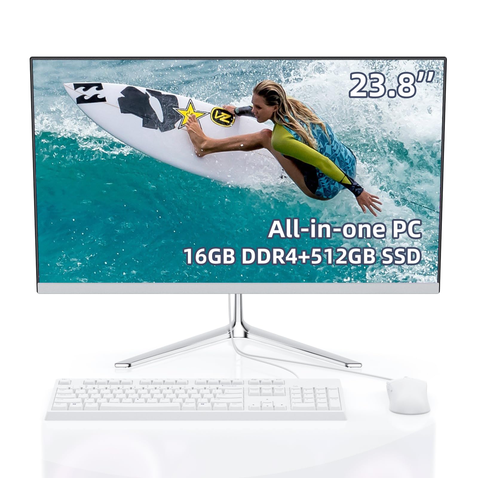 27" All-in-One Desktop Computer - N5095 Quad-Core, 16GB RAM, 512GB SSD, IPS HD Display, With Keyboard & Mouse