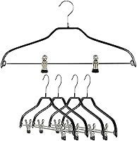 Vista 9 de Mawa by Reston Lloyd Silhouette Series - Percha antideslizante que ahorra espacio con clips para pantalones, estilo 40/FK, juego de 70, color negro