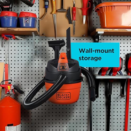 Miniatura 6 de BLACK+DECKER Aspiradora de Taller Húmeda y Seca, Aspiradora de Taller Pequeña con Accesorios, 1 Galón 1.5 HP Pico, Mini Aspiradora de Montaje