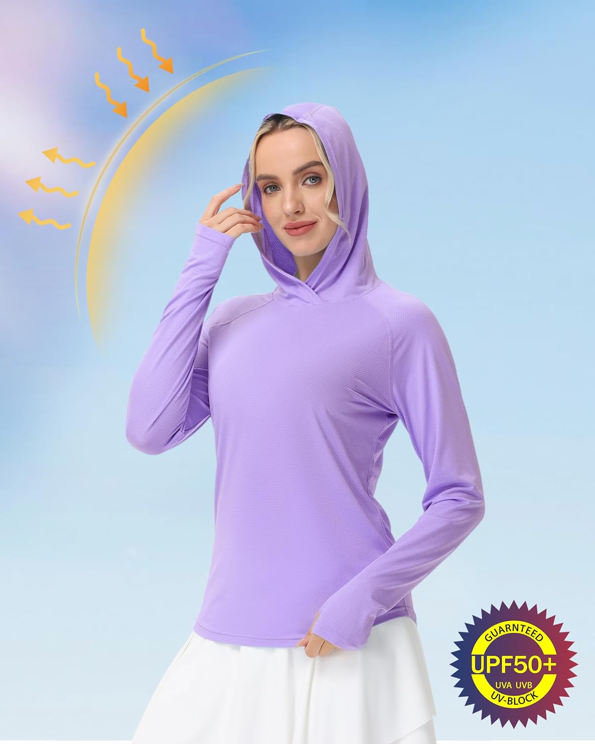 isnowood Women's Sun Protection Rash Guard, UV UPF 50+ Long Sleeve Shirts, Lightweight Top for Hiking Running Outdoor Fishing