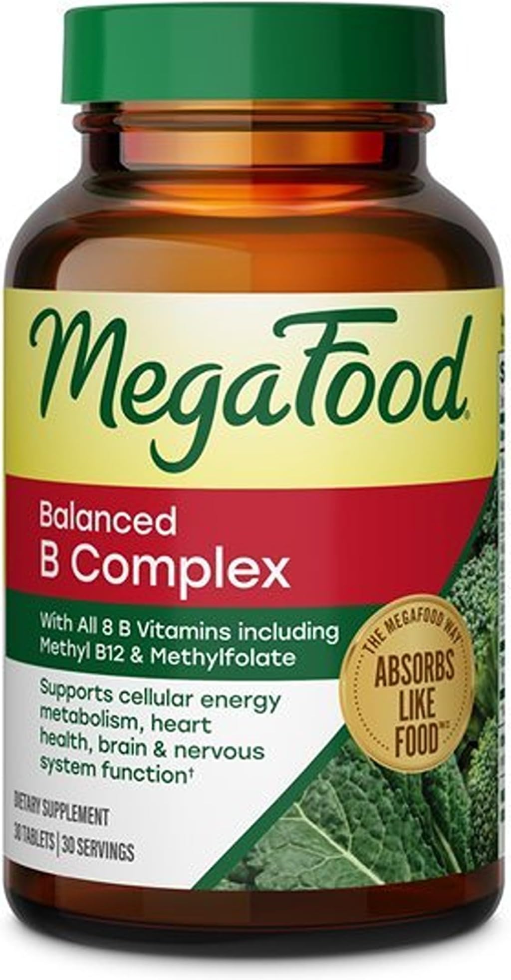 MegaFood Balanced B Complex, Cellular Energy Metabolism Support, 30 Tablets