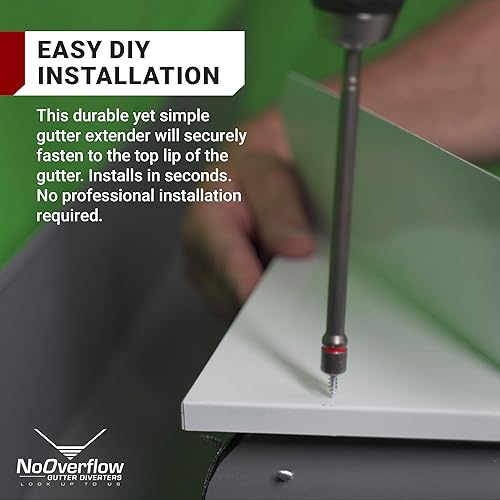 Miniatura 4 de NoOverflow Gutter Diverter Extreme X - Extensor de canalón de lluvia, evita el desbordamiento de agua y daños a la propiedad, aluminio resistente