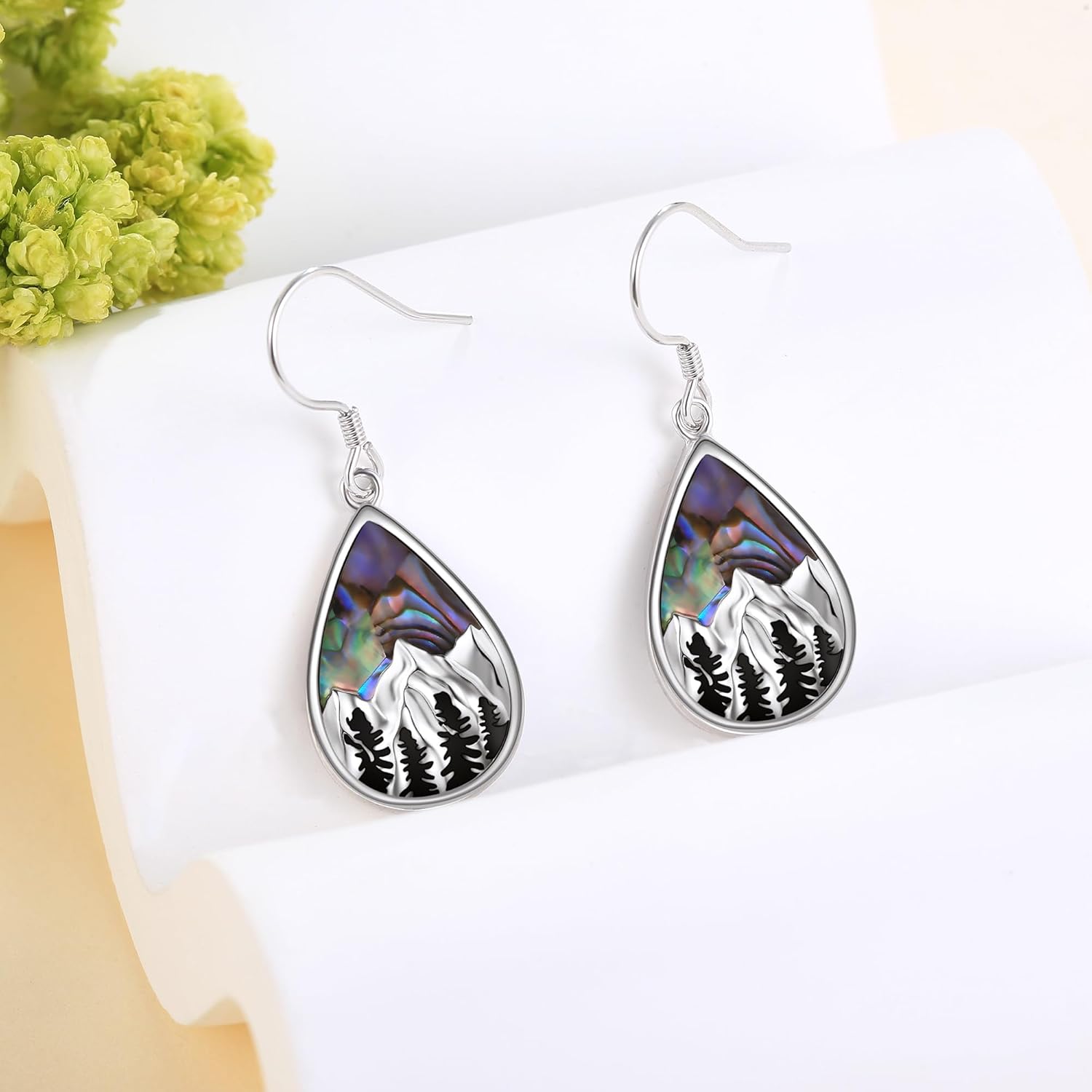 URONE Mountain Earrings 925 Sterling Silver Mountain Dangle Drop Earrings Mountain Nature Jewelry Gift for Women