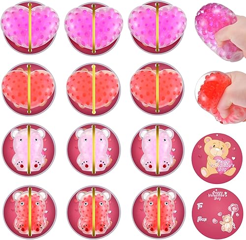 Regalos para el día de San Valentín para niños paquete de 8 juguetes esponjosos para apretar bolas de estrés para el día de San Valentín con