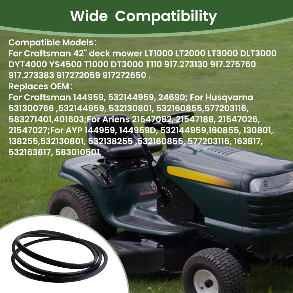 Riding Lawn Tractors Deck Belt Replace 144959 Compatible With 42