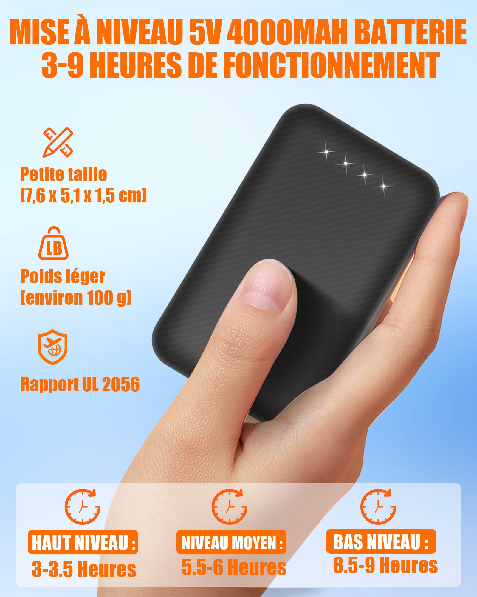 Écharpe Chauffante avec Batterie 4000mAh - Écharpe Électrique pour Hommes & Femmes, 3 Niveaux de Chauffage, Idéal pour Hiver, Ski, Randonnée et Activités Extérieures (Tour de cou chauffant + 4000mAh)