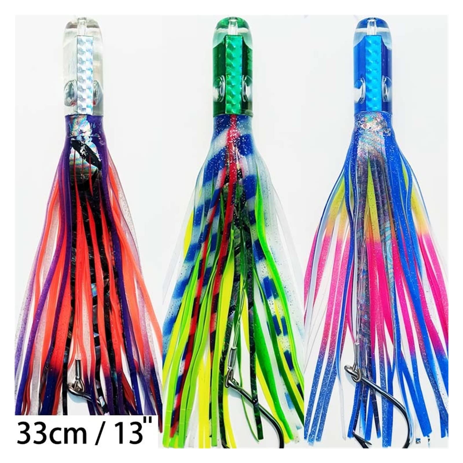 XILILHC 1 PZ 33 cm 160g Barca da Pesca A Traina Esca Calamari Esche da Pesca 13 Pollici Big Game Lure Tonno Metal Head Octopus Sea Fishing Lure