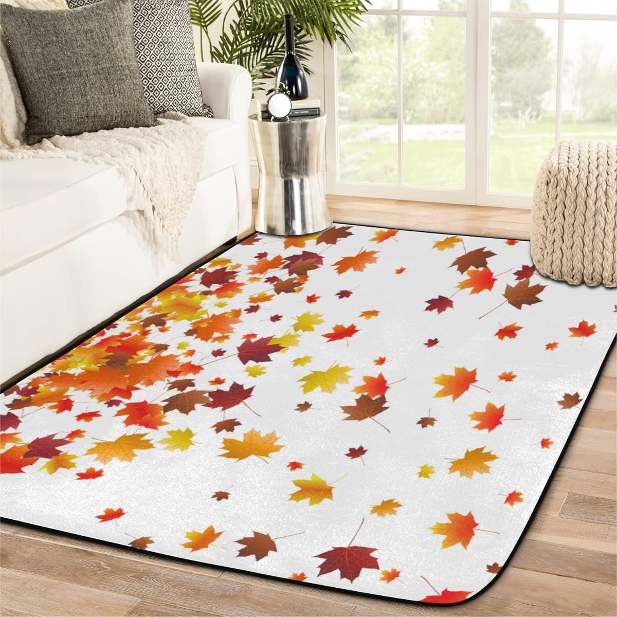 4 x 6 Autumn in Maple Leaves Super Soft Area Rug for Kids Baby Nursery, Carpets for Entryway Laundry Kids Room Nursery, Dorm Rugs for Grils Boys