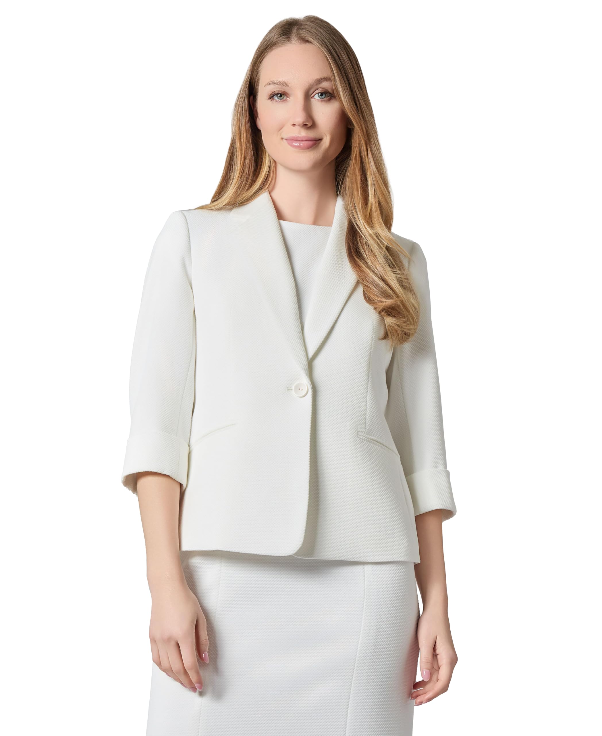 Kasper Women's Stretch Pique One Bttn Notch Collar JKT