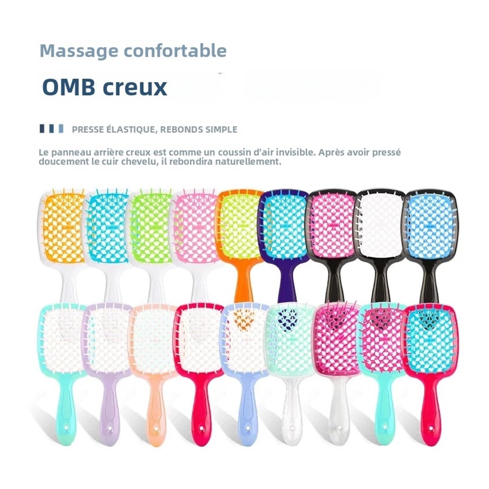 Peigne à cheveux ajouré, poils en plastique élastiques, brosse démêlante, 10/20 pièces(G-10PCS)