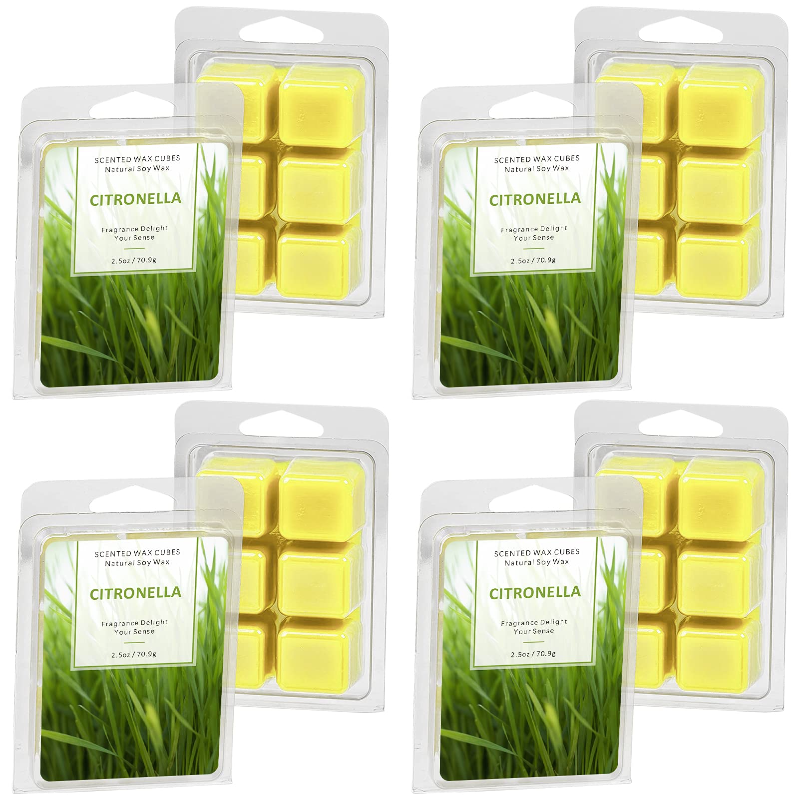 Wax Melts, Citronella Wax Cubes, Wax Melts Wax Cubes, Lemongrass Wax Melts, Natural Soy Wax Cube of Home Fragrance, Wax Melts for for Candle Wax Warmer Wax Melt Burners - 4x2.5oz