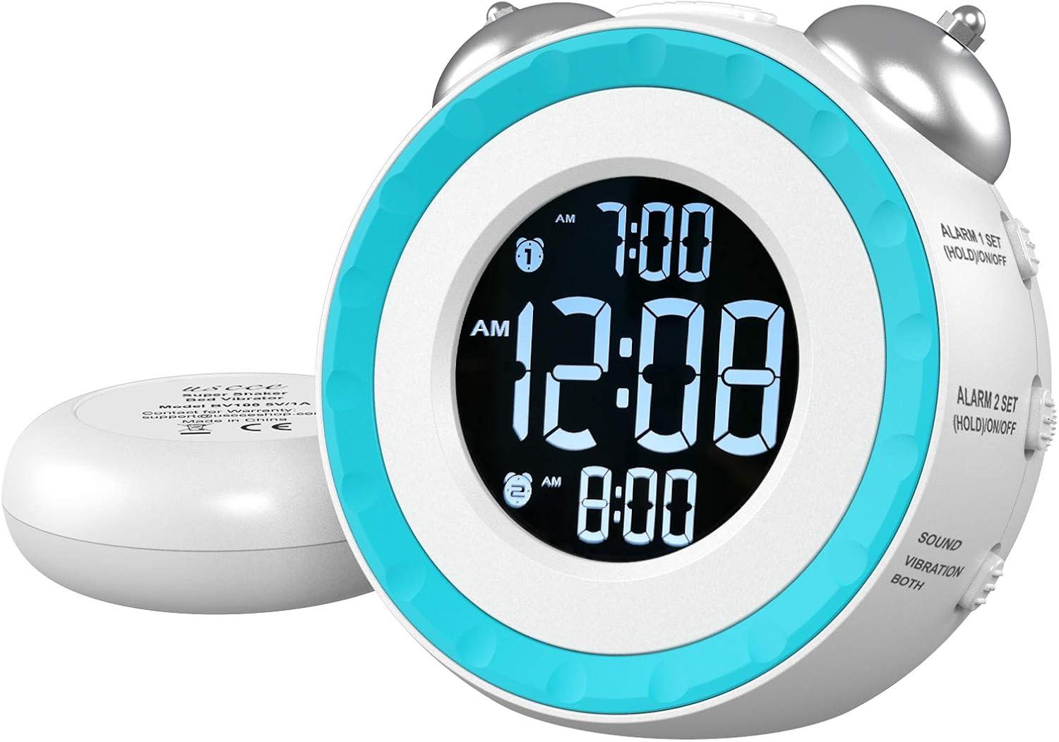 USCCE Loud Dual Alarm Clock with Bed Shaker 0100 Dimmer, Vibrating