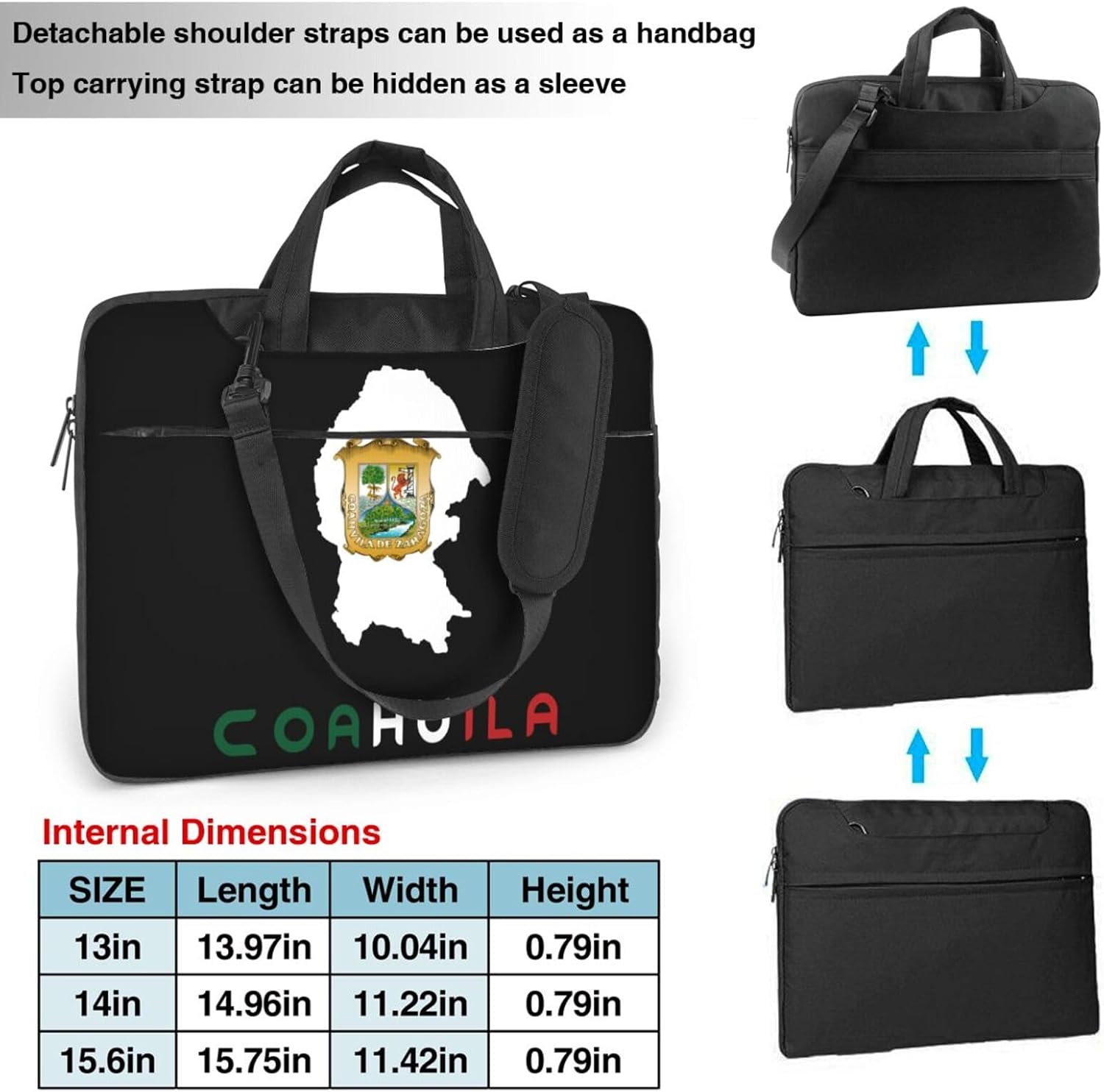 Flag of Coahuila Map 3D Pattern Laptop Bag Shoulder Bag Computer Notebook Briefcase Messenger Bag