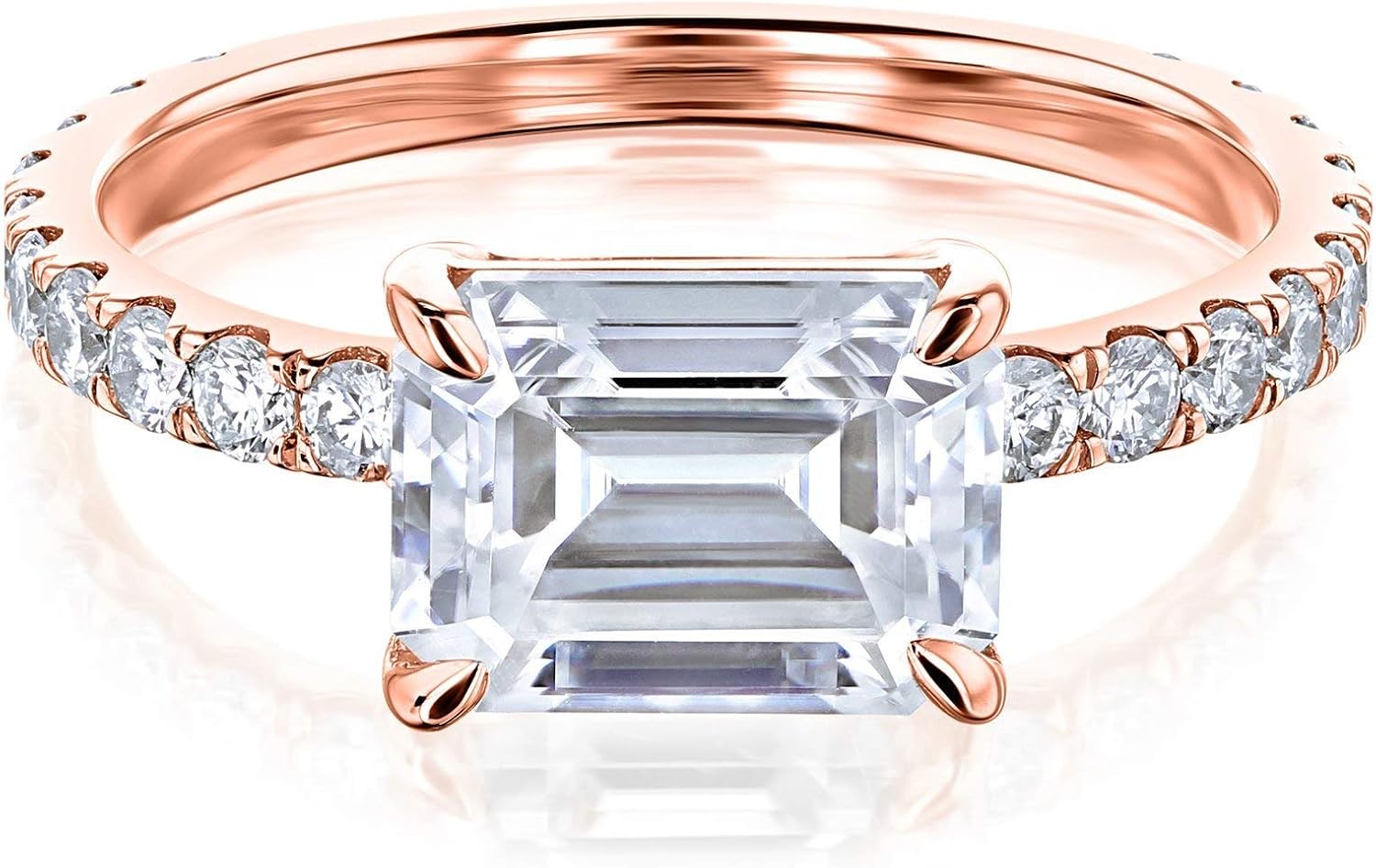 Kobelli East-West Style Emerald Moissanite Engagement Ring
